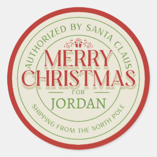 Sticker Rond Père Noël Sceau d'approbation" Pôle Nord personnal