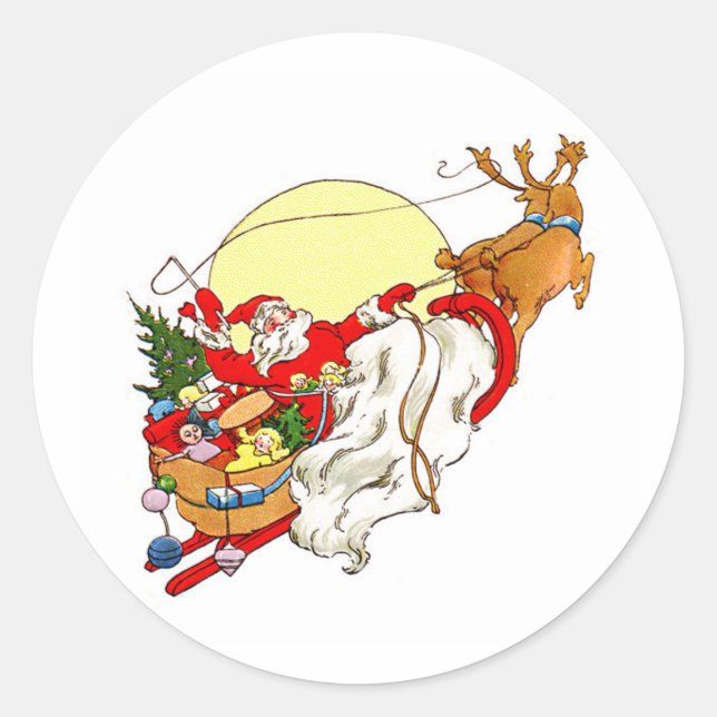 Sticker Rond Père Noël Sleigh (Devant)