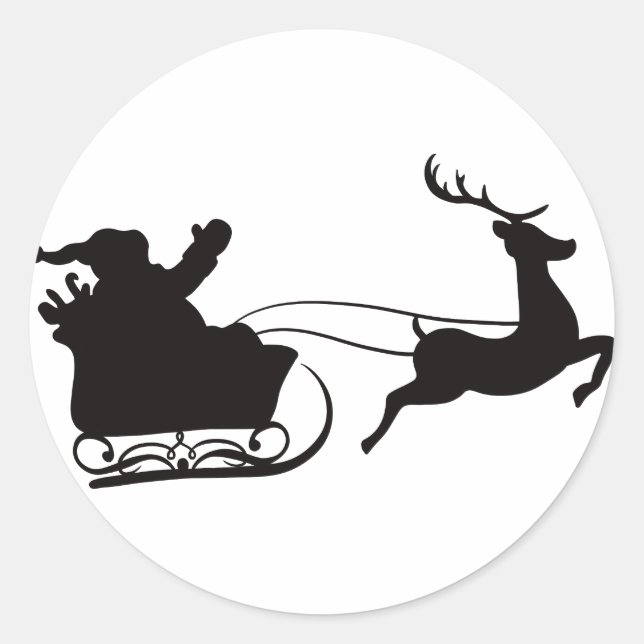Sticker Rond Père Noël Sleigh et Reindeer (Devant)