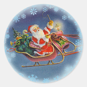 Sticker Rond PÈRE NOËL & SLEIGH par SHARON SHARPE