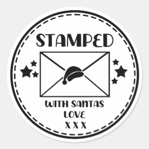 Sticker Rond Père Noël Stamped Christmas Favoriser Cadeau cadea