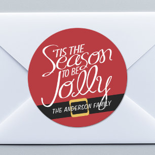Sticker Rond Père Noël Suite Buckle avec Tis Season