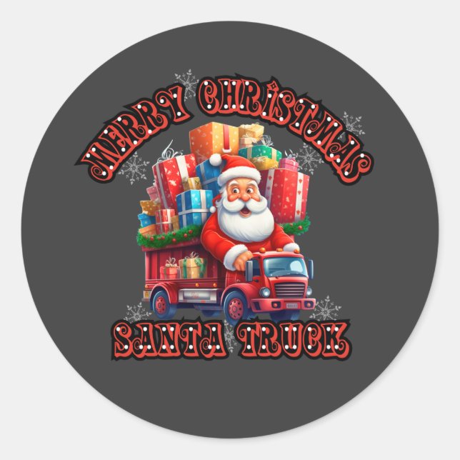 Sticker Rond Père Noël Trucker Kids Christmas Festive Holiday M (Devant)
