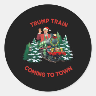 Sticker Rond Père Noël Trump 2024 Xmas Trump Train C