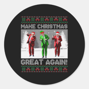 Sticker Rond Père Noël Trump Danse Rendre Noël super moche