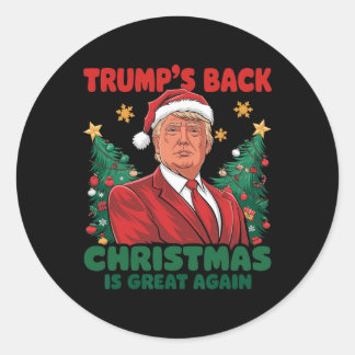 Sticker Rond Père Noël Trump Danse Rendre Noël super moche