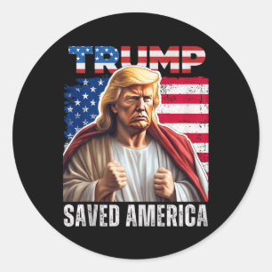 Sticker Rond Père Noël Trump Humour de Noël drôle Trump réservo