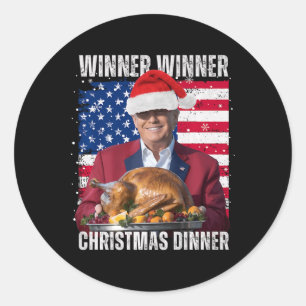 Sticker Rond Père Noël Trump Noël Humour Drôle Trump Noël