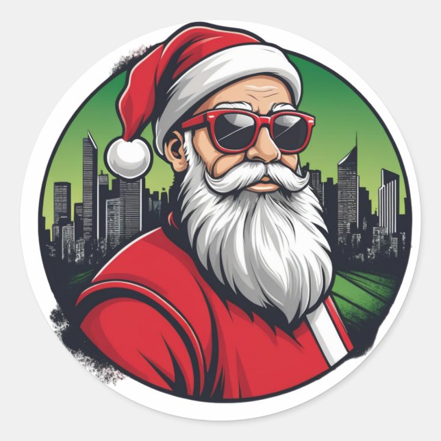 Sticker Rond Père Noël urbaine 2 (Devant)