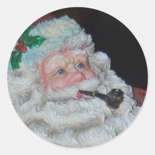 Sticker Rond Père Noël vintage