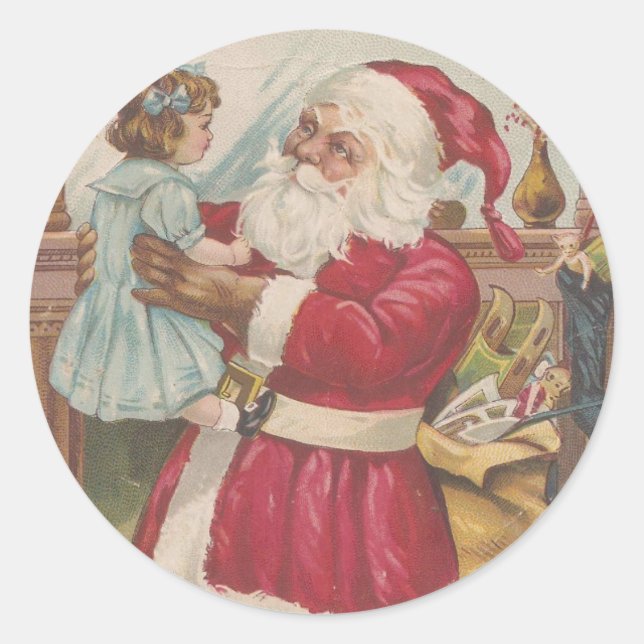Sticker Rond Père Noël vintage (Devant)