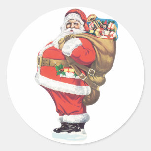 Sticker Rond Père Noël vintage, découpage de Noël victorien