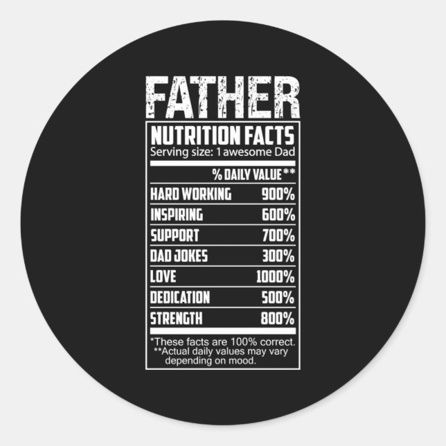 Sticker Rond Père Nutrition Faits Bonne Fête des pères Papa (Devant)