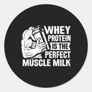 Sticker Rond Perfect Muscle Lait Drôle Protéine Louvain Corps Q