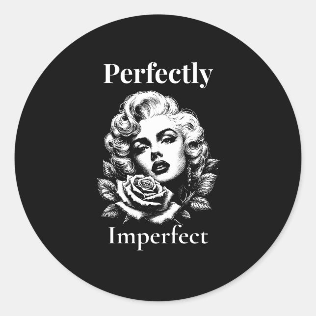 Sticker Rond Perfectly Imperfect – Marilyn Noir (Devant)