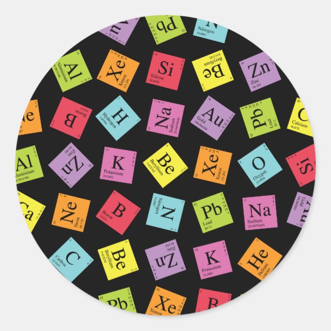 Sticker Rond Périodique élémentaire (foncé) (Devant)