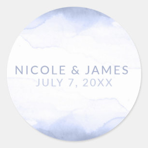 Sticker Rond Périwinkle Purple Aquarelle Moderne Chic Mariage