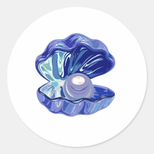 Sticker Rond Perle à l'intérieur d'un coquillage océanique