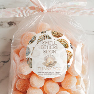 Sticker Rond Perle sous la mer vous bientôt fille Baby Shower