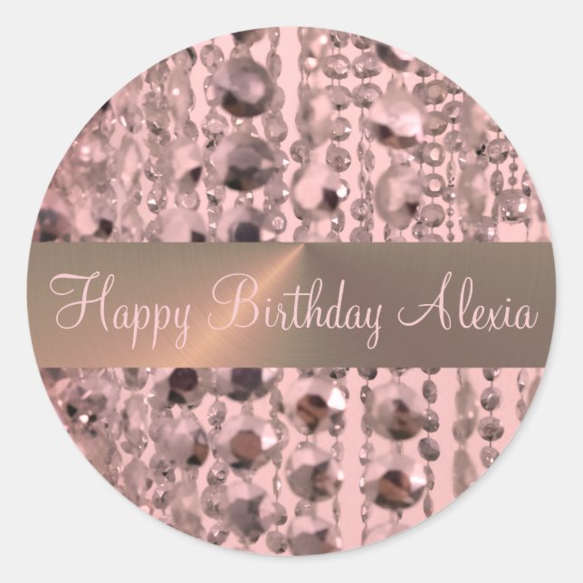 Sticker Rond Perles Chic Rose Blush            (Devant)