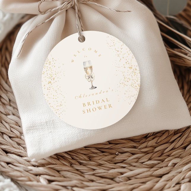 Sticker Rond Perles de l'arc et apéritif Prosecco pour une mari (Créateur téléchargé)