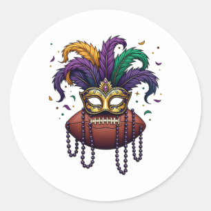 Sticker Rond Perles de Masque de Mardi Gras Pieds