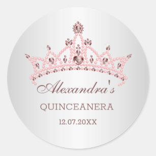 Sticker Rond Perles de Tiara, pierres précieuses en forme de c