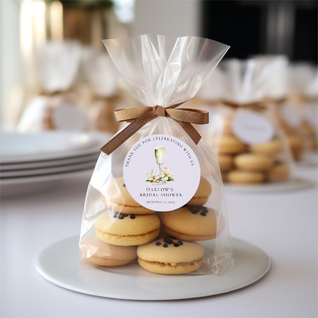 Sticker Rond Perles Élégantes et Fête de Mariage au Prosecco (Créateur téléchargé)