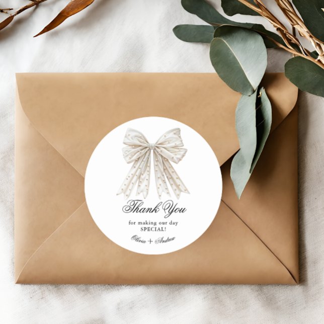 Sticker Rond Perles Élégantes Nœud Mariage Civil (Créateur téléchargé)