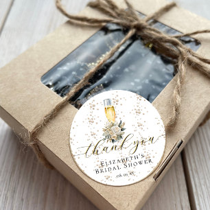 Sticker Rond Perles Élégantes & Remerciements de Prosecco pour