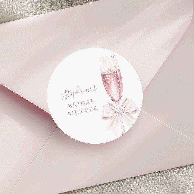 Sticker Rond Perles et Fête des mariées rose Prosecco (Créateur téléchargé)