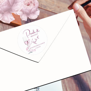 Sticker Rond Perles et Prosecco Remerciements Modernes pour une