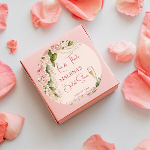 Sticker Rond Perles et prosecco shower de mariage élégant cadea