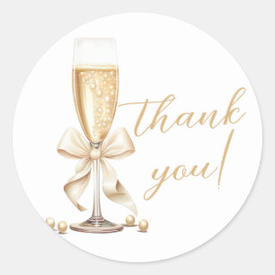 Sticker Rond Perles & Prosecco Nœud Enterrement de Vie de Jeune