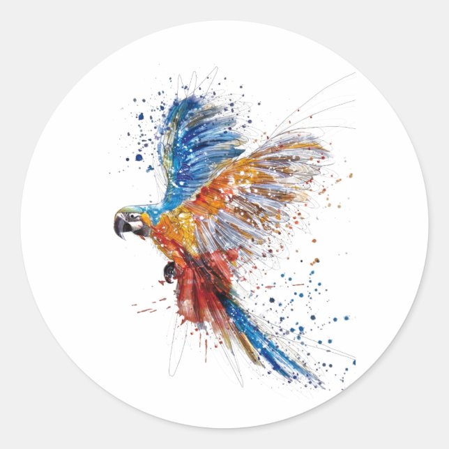 Sticker Rond Perroquet aquarelle (Devant)