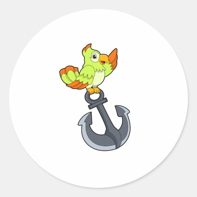 Sticker Rond Perroquet avec Ancre (Devant)