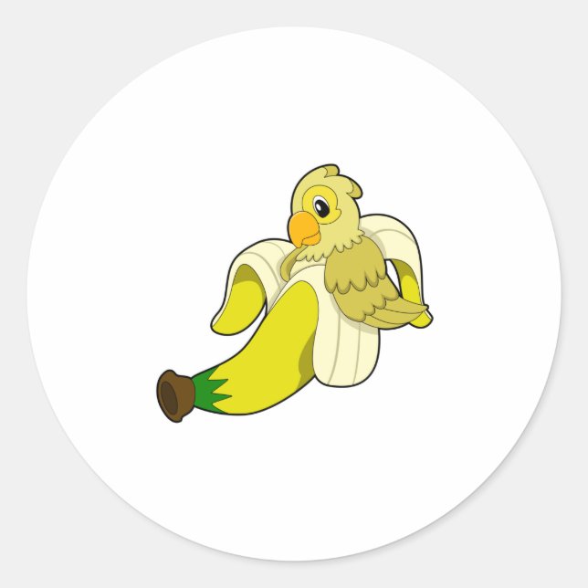 Sticker Rond Perroquet avec banane (Devant)