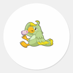 Sticker Rond Perroquet avec thermomètre clinique