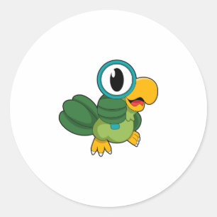 Sticker Rond Perroquet avec verre de nivellement