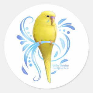 Sticker Rond Perruche jaune