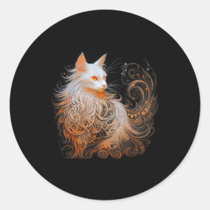 Sticker Rond Persiens orange Chat Long Cheveux mignon Kitten Lo