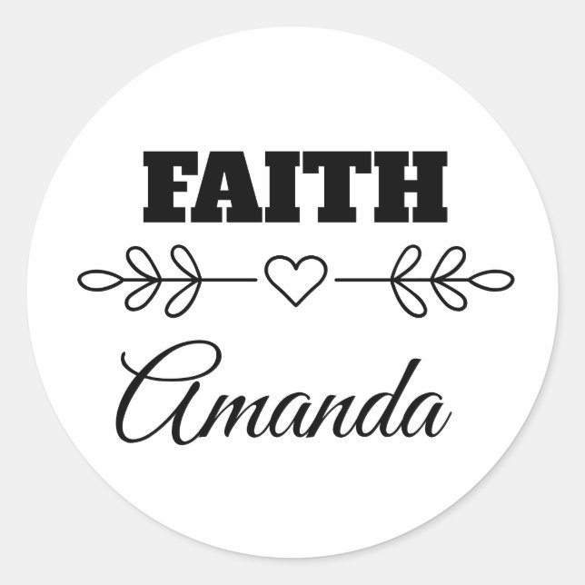 Sticker Rond Personalisé Faith Heart Christian (Devant)