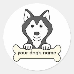 Sticker Rond Personalisé Sibérien Husky