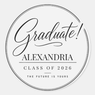 Sticker Rond Personalised Newspaper Graduation 2026 Classic Rou