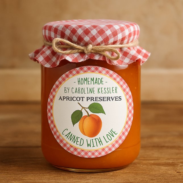 Sticker Rond Personalized Apricot Preserves Canning Label Sheet (Créateur téléchargé)