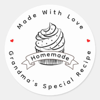 Sticker Rond Personalized Cupcake Homemade Made With Love