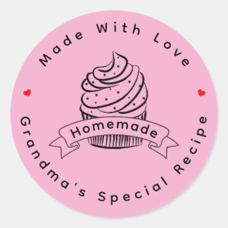 Sticker Rond Personalized Cupcake Homemade Made With Love