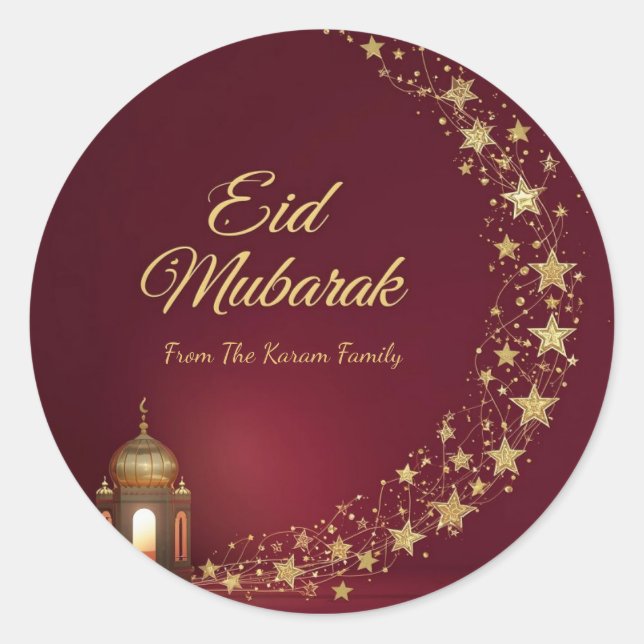 Sticker Rond Personalized Eid Mubarak Muslim modern  (Devant)