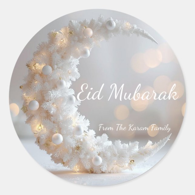 Sticker Rond Personalized Eid Mubarak Muslim modern  (Devant)
