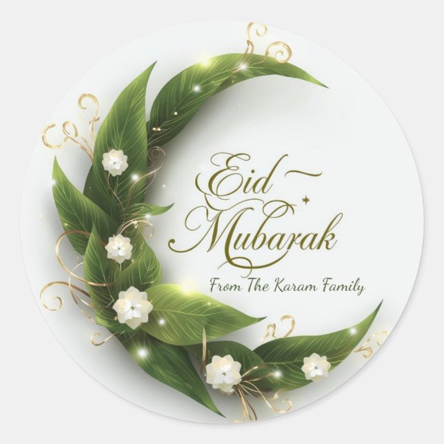 Sticker Rond Personalized Eid Mubarak Muslim modern Classic  (Devant)